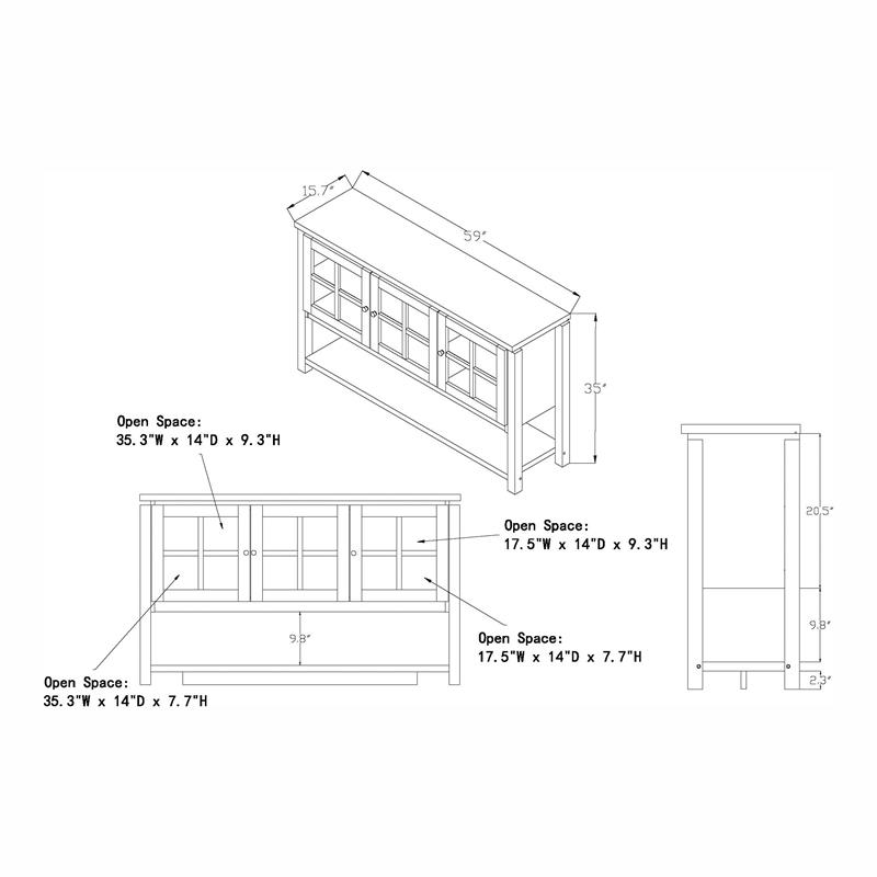 Bowery Hill Contemporary Wood Multi-Storage Buffet in Gray Oak