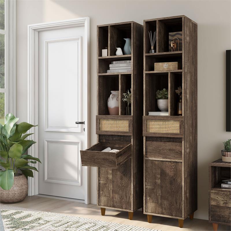 Bowery Hill Rustic Wood Multi-Storage TV Tower in Reclaimed Oak