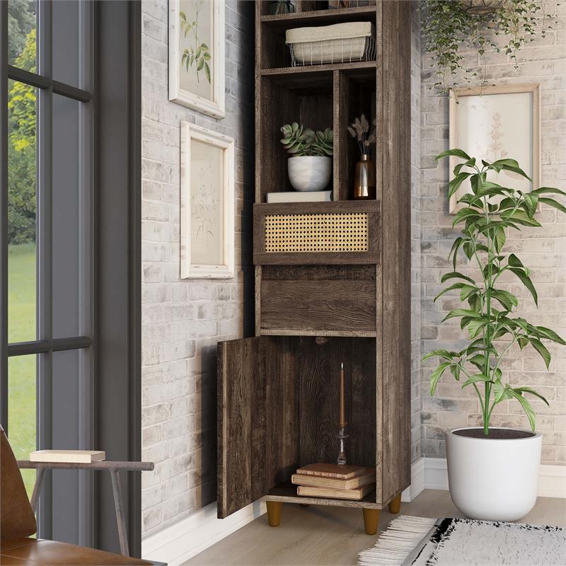 Bowery Hill Rustic Wood Multi-Storage TV Tower in Reclaimed Oak