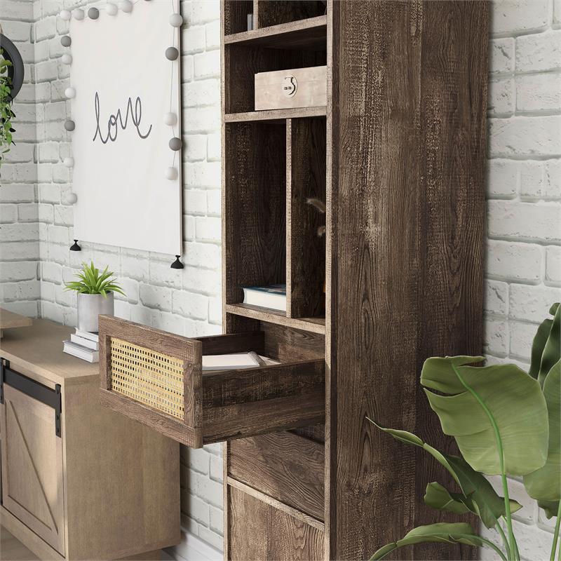 Bowery Hill Rustic Wood Multi-Storage TV Tower in Reclaimed Oak