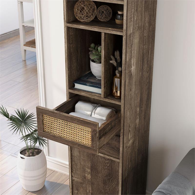 Bowery Hill Rustic Wood Multi-Storage TV Tower in Reclaimed Oak