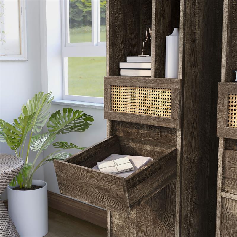 Bowery Hill Rustic Wood Multi-Storage TV Tower in Reclaimed Oak
