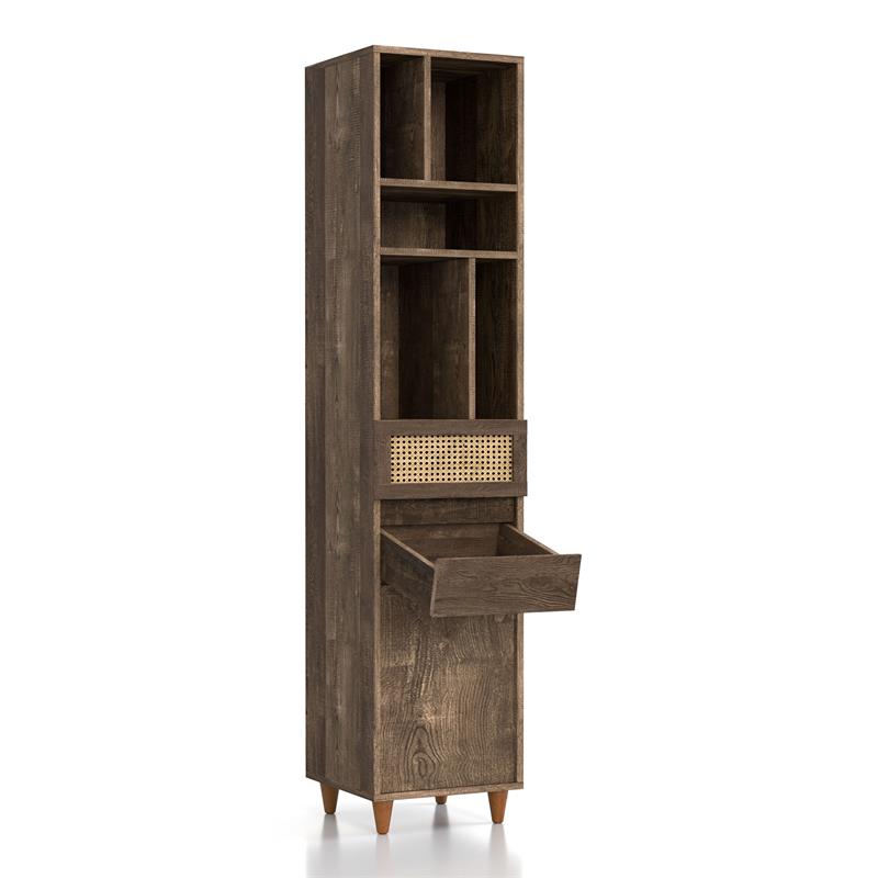 Bowery Hill Rustic Wood Multi-Storage TV Tower in Reclaimed Oak