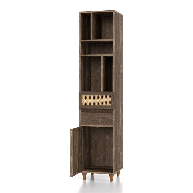 Bowery Hill Rustic Wood Multi-Storage TV Tower in Reclaimed Oak