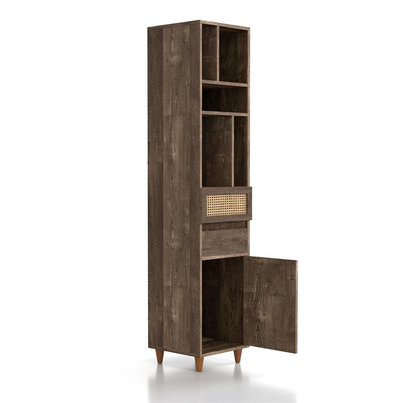 Bowery Hill Rustic Wood Multi-Storage TV Tower in Reclaimed Oak