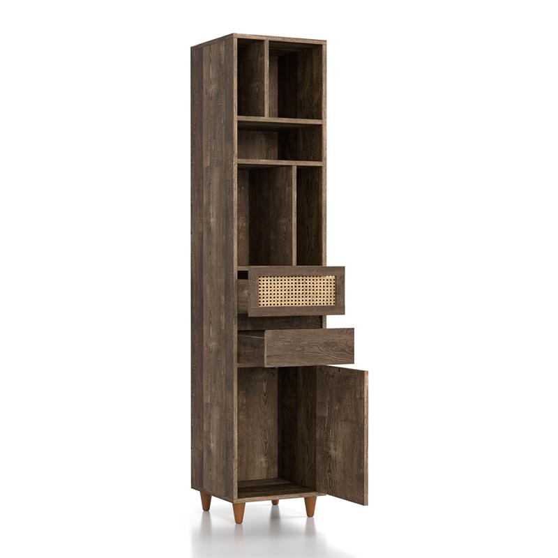 Bowery Hill Rustic Wood Multi-Storage TV Tower in Reclaimed Oak
