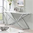 Bowery Hill Wood Rectangular Console Table in Chrome and White