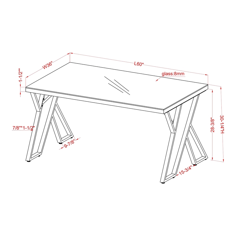 Bowery Hill Contemporary Black Glass Top Dining Table Finish