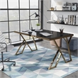 Bowery Hill Contemporary Black Glass Top Dining Table Finish