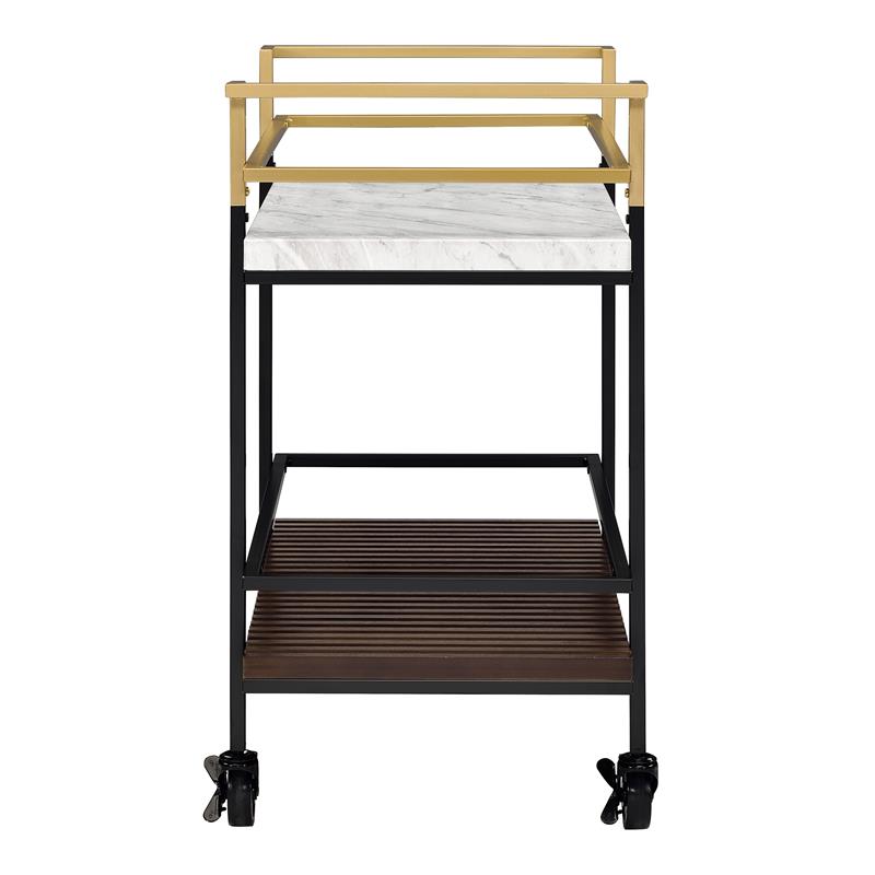 Bowery Hill 2-Tier Transitional Metal Serving Cart in Multi-Color