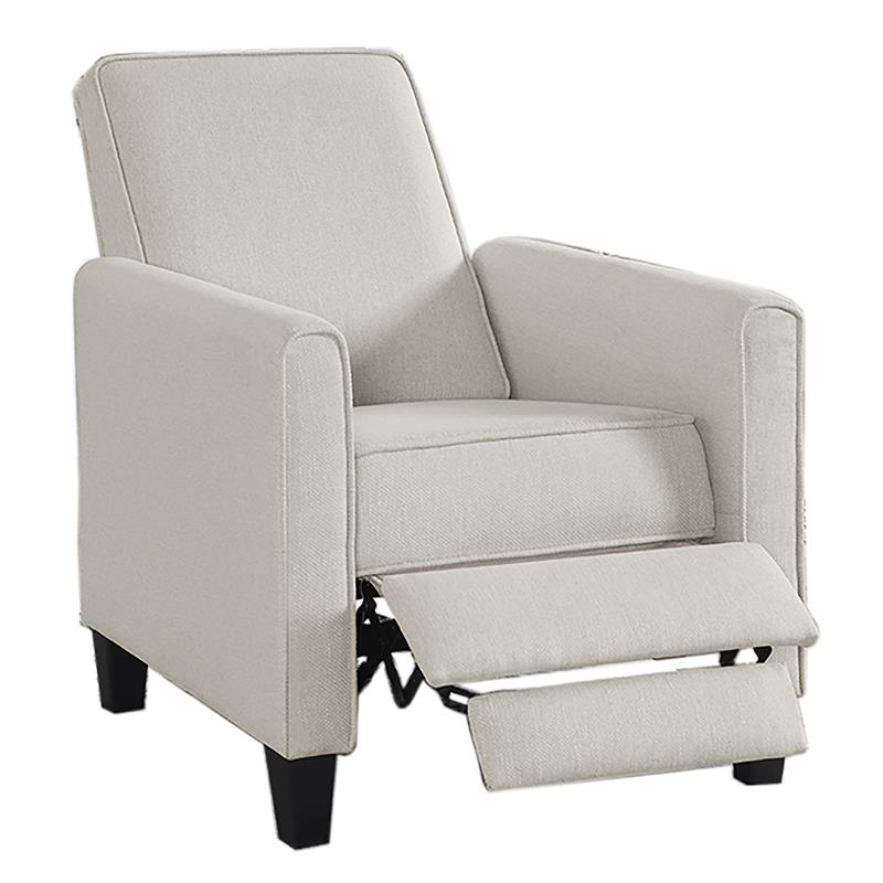 Bowery Hill Transitional Fabric Push Back Chair with Rounded Track Arms in Beige