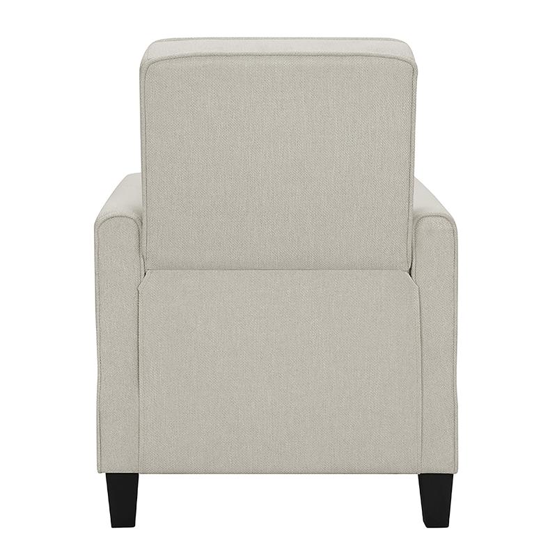 Bowery Hill Transitional Fabric Push Back Chair with Rounded Track Arms in Beige