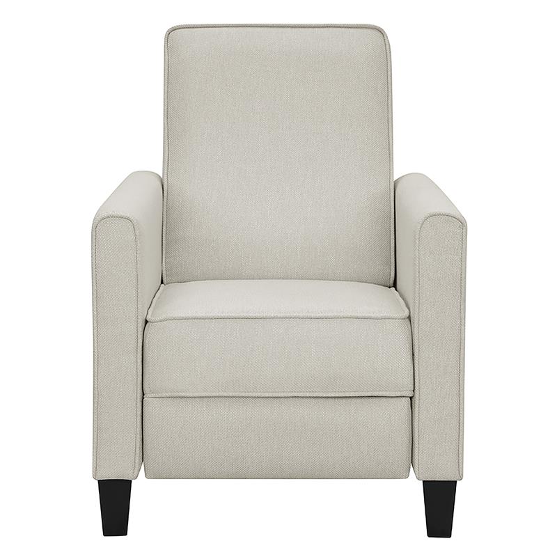 Bowery Hill Transitional Fabric Push Back Chair with Rounded Track Arms in Beige