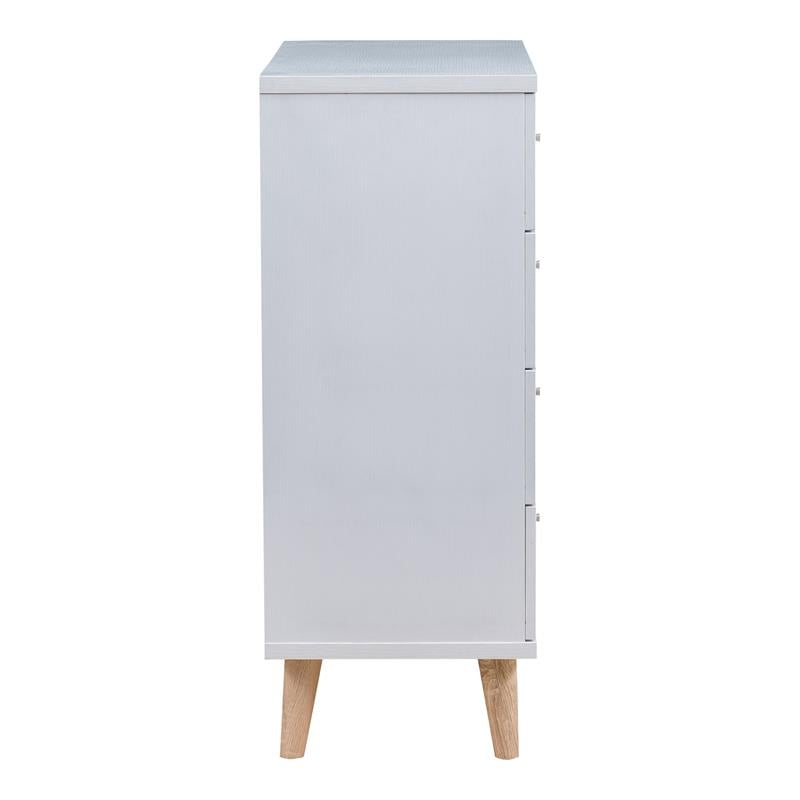 Bowery Hill Mid-Century Modern Wood 4-Drawer Chest in White Finish