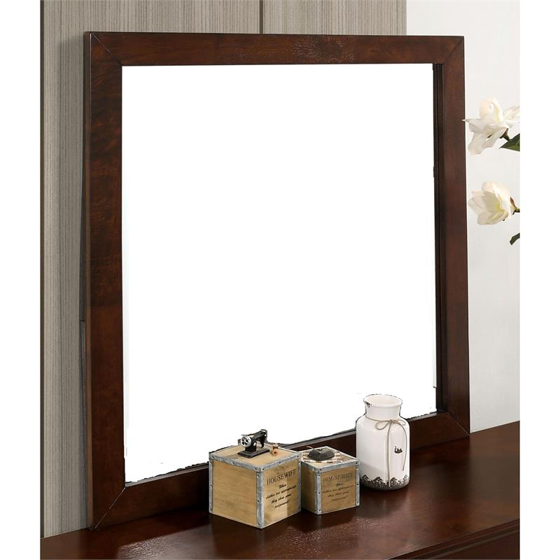 Bowery Hill Transitional Solid Wood/Wood Veneer/MDF Framed Mirror in Cherry