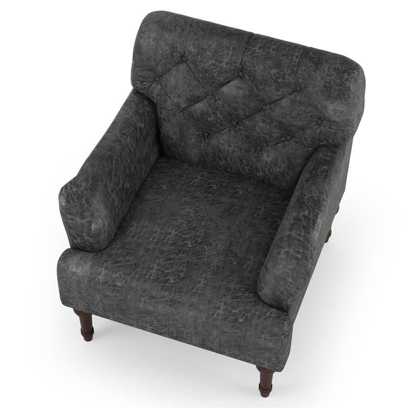 Bowery Hill Leith Faux Leather Tufted Accent Chair in Gray Finish