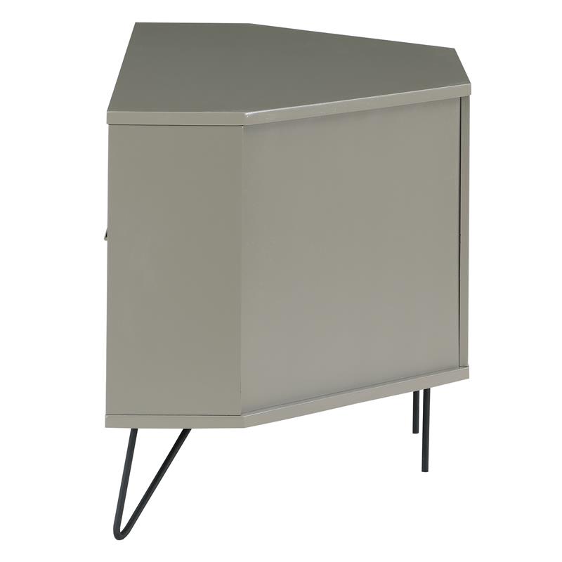 Bowery Hill Modern Wood Multi-Storage Corner TV Stand in Gray