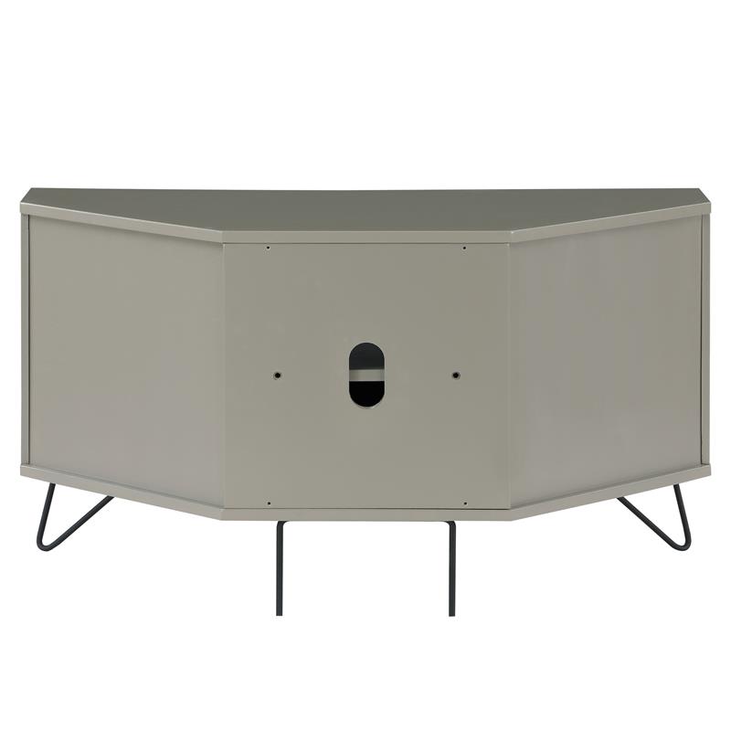 Bowery Hill Modern Wood Multi-Storage Corner TV Stand in Gray
