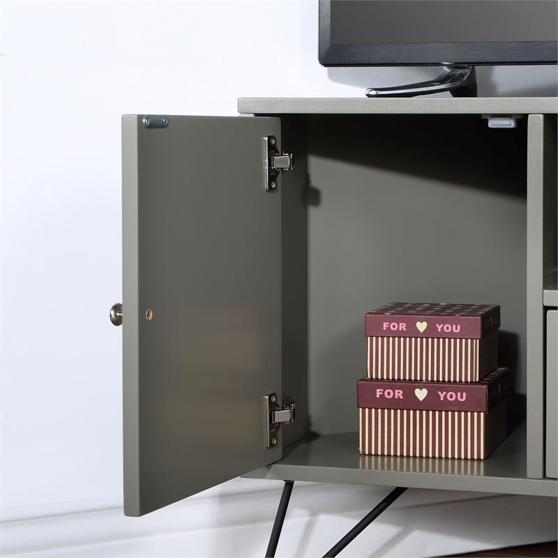 Bowery Hill Modern Wood Multi-Storage Corner TV Stand in Gray