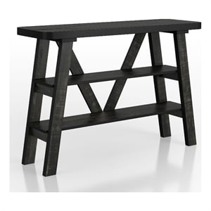 Bowery Hill 2-Shelf Farmhouse Wood Console Table in Reclaimed Black Oak