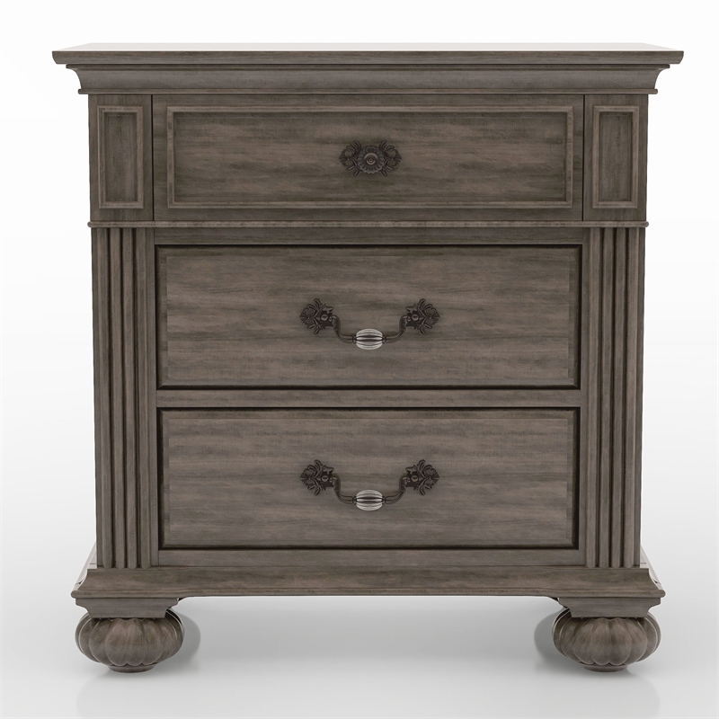 Bowery Hill 3pc Solid Wood Panel Bedroom Set - Queen + 2 Nightstands in Gray