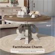 Bowery Hill Solid Wood Antique White Round Dining Table 60