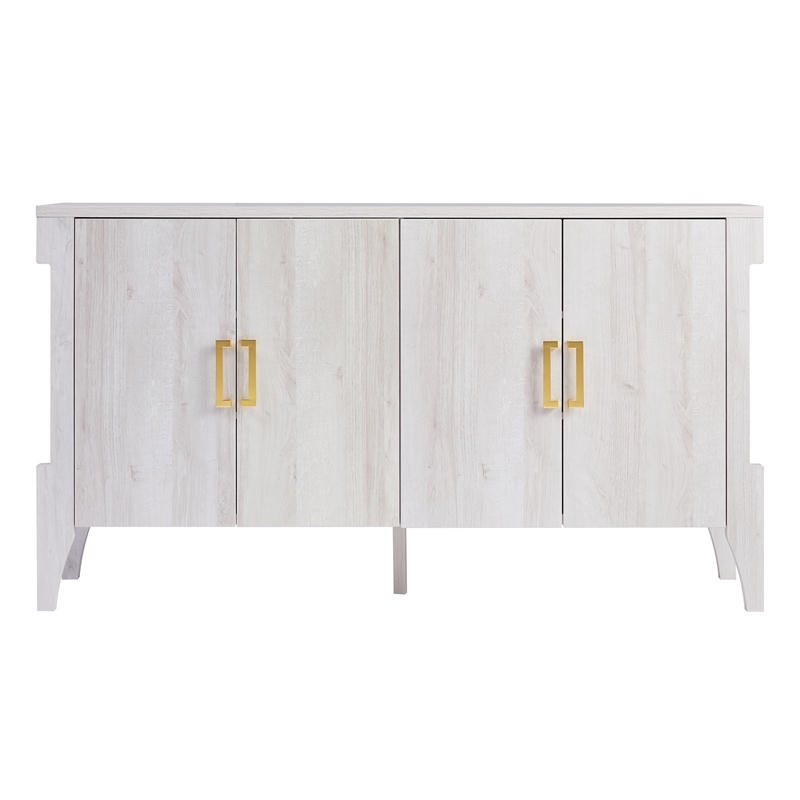 Bowery Hill Farmhouse Wood 6-Shelf Buffet in White Oak Finish