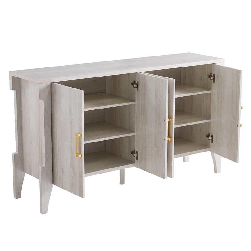 Bowery Hill Farmhouse Wood 6-Shelf Buffet in White Oak Finish