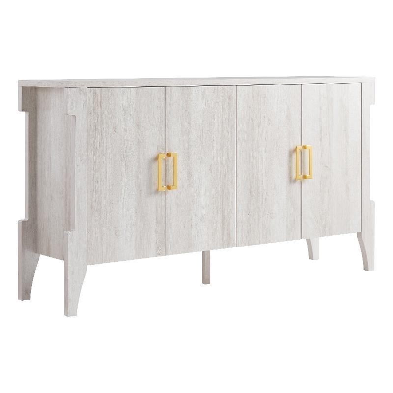 Bowery Hill Farmhouse Wood 6-Shelf Buffet in White Oak Finish