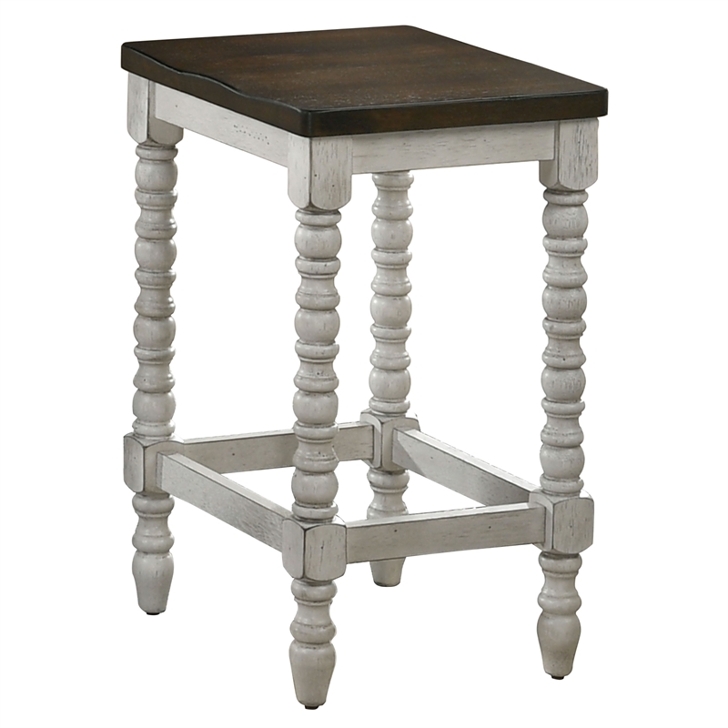 Bowery Hill Wood Counter Stools in White and Walnut (Set of 2)