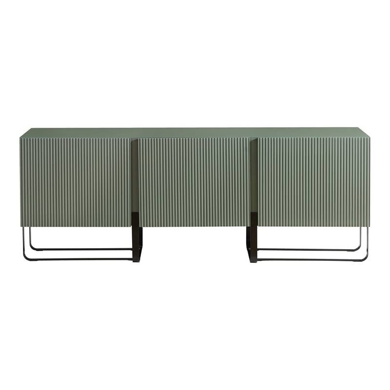 Bowery Hill Modern Wood 3-Cabinet TV Stand in Sage Green Finish
