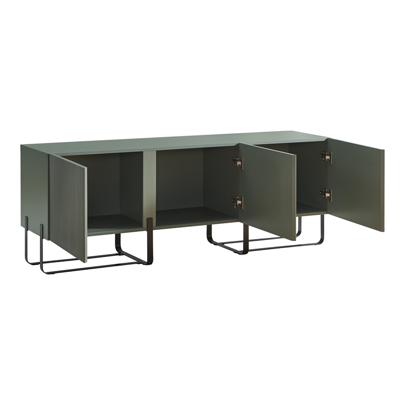 Bowery Hill Modern Wood 3-Cabinet TV Stand in Sage Green Finish