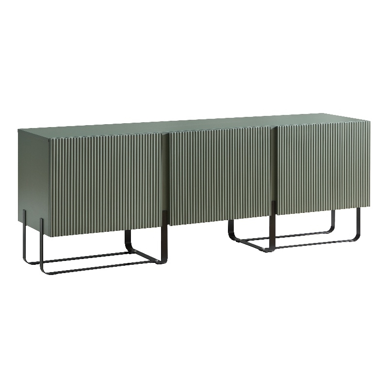 Bowery Hill Modern Wood 3-Cabinet TV Stand in Sage Green Finish
