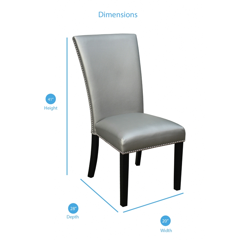 Bowery Hill Assembled Contemporary Silver-Gray Faux Leather Dining Chair