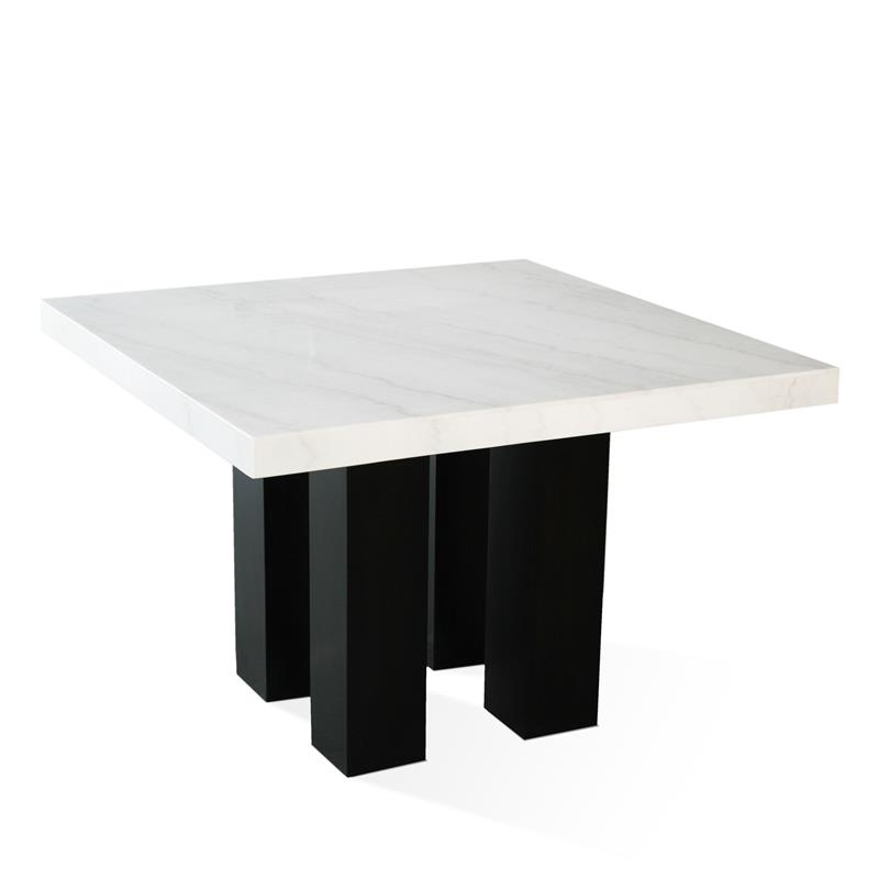 Bowery Hill Modern White Finish Marble Square Counter Height Table