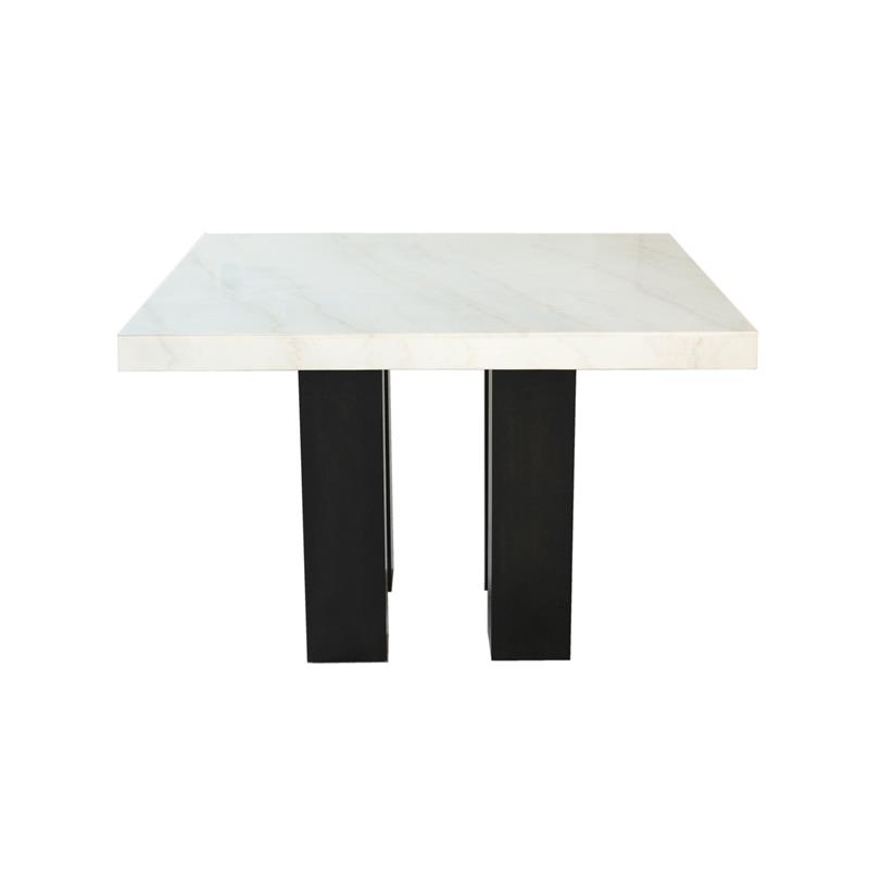 Bowery Hill Modern White Finish Marble Square Counter Height Table