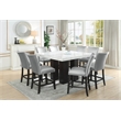 Bowery Hill Modern White Finish Marble Square Counter Height Table