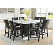 Bowery Hill Modern White Finish Marble Square Counter Height Table