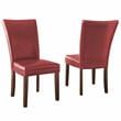 Bowery Hill Transitional Dark Oak 9-Piece Dining Set with Red Leather Chairs
