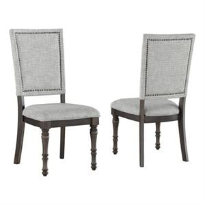 Bowery Hill Traditional Sagebrush Upholstered Back Dining Chair in Gray
