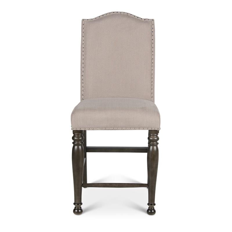 Bowery Hill Retro Harbor Gray Counter Chair with Light Stone colored fabric