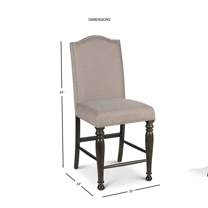 Bowery Hill Retro Harbor Gray Counter Chair with Light Stone colored fabric