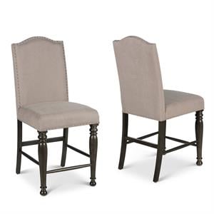 Bowery Hill Retro Harbor Gray Counter Chair with Light Stone colored fabric