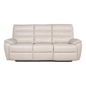 Bowery Hill Contemporary Ivory Leather Power Sofa in White Finish