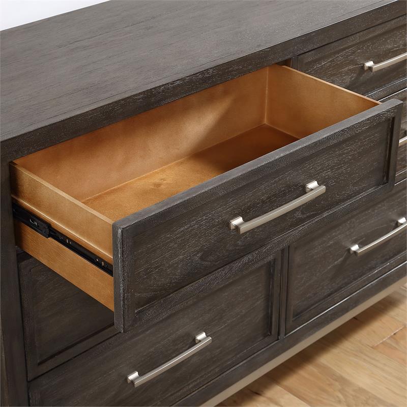 Bowery Hill Modern Walnut King Engineered Wood 4-Piece Bedroom Set