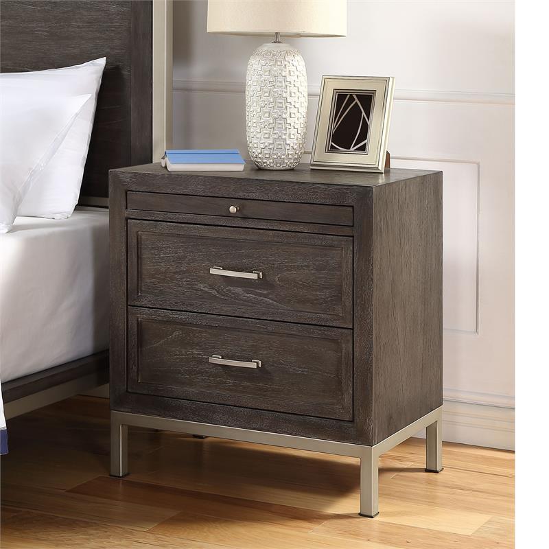 Bowery Hill Modern Walnut King Engineered Wood 4-Piece Bedroom Set