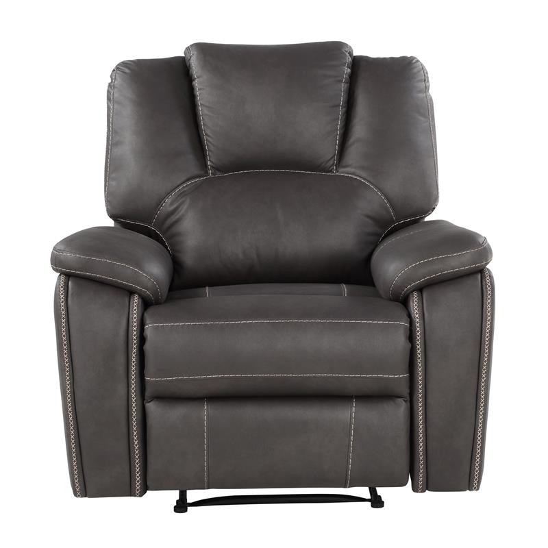 Bowery Hill Transitional Charcoal Gray Faux Leather Manual Recliner