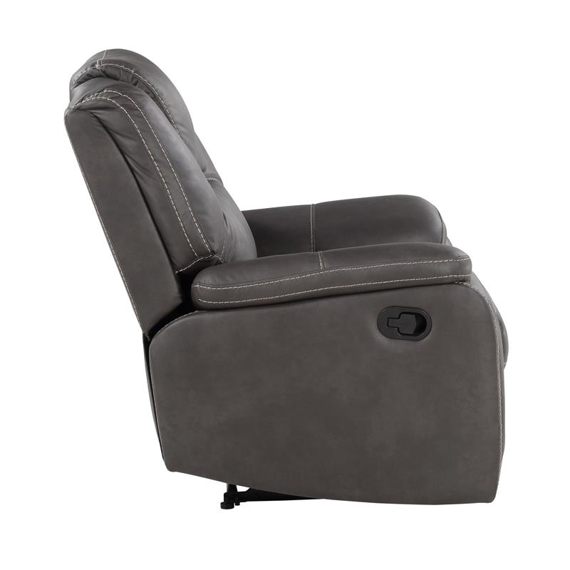 Bowery Hill Transitional Charcoal Gray Faux Leather Manual Recliner