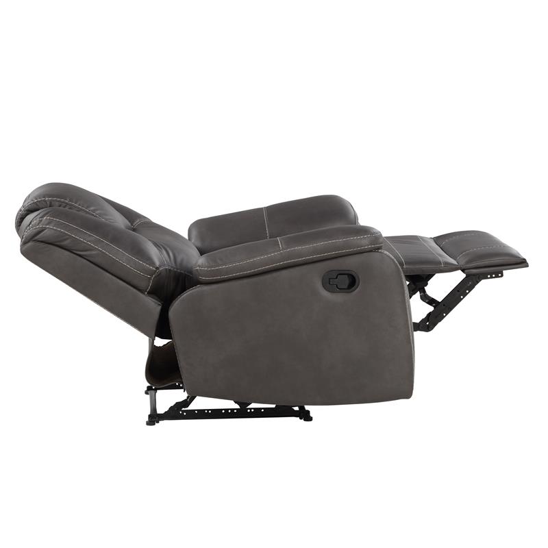 Bowery Hill Transitional Charcoal Gray Faux Leather Manual Recliner