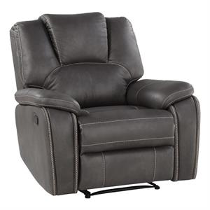Bowery Hill Transitional Charcoal Gray Faux Leather Manual Recliner